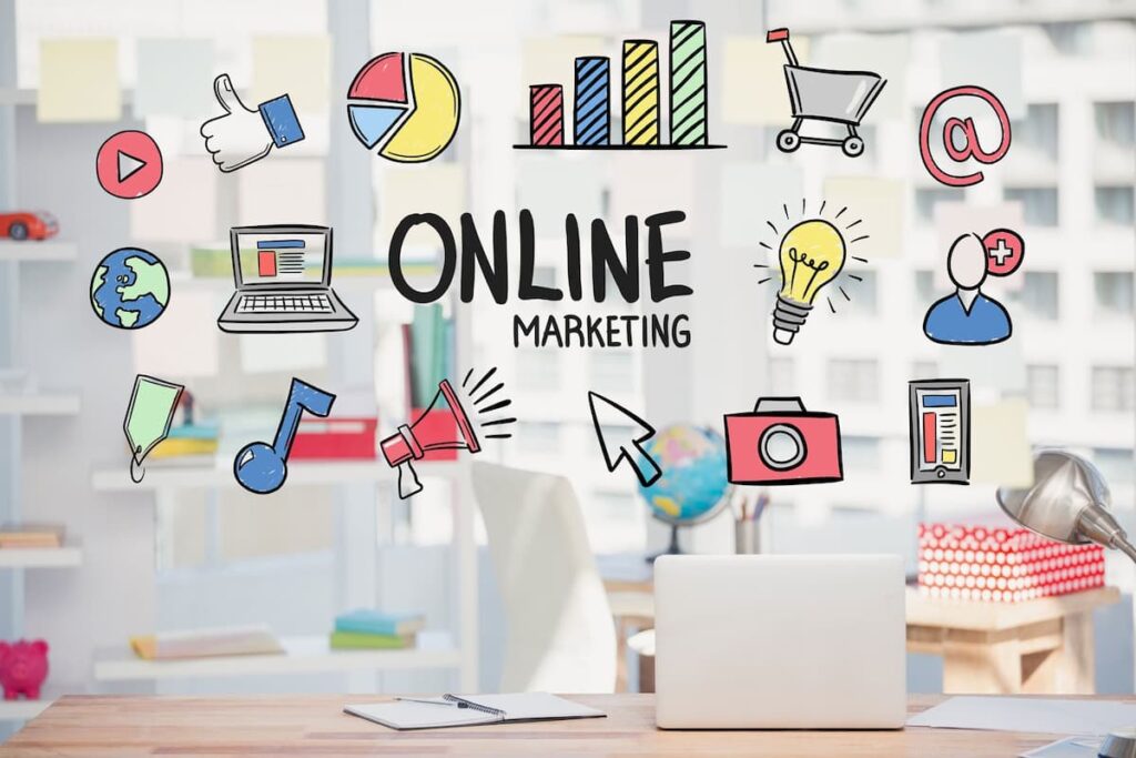 Graficos con titulo de Marketing Online